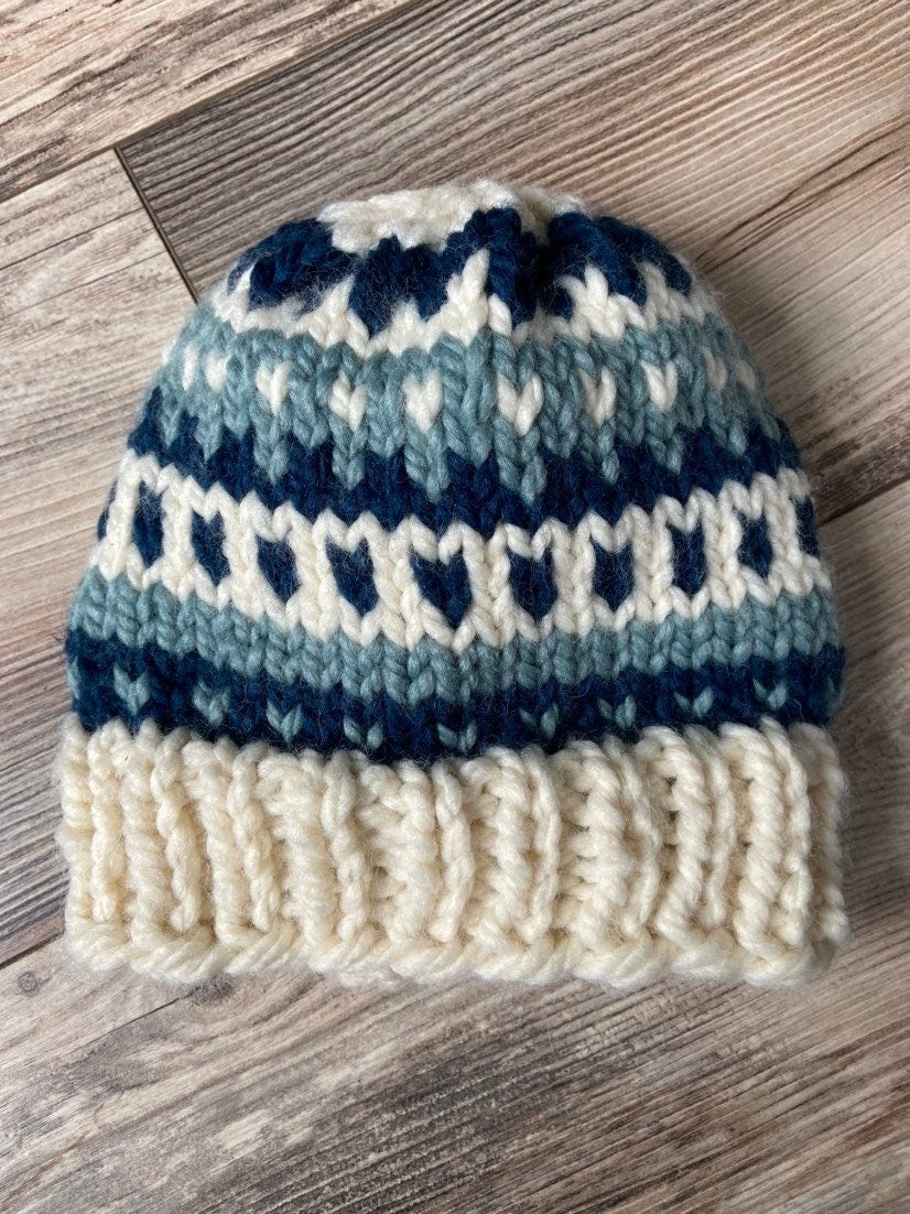 Mommy and me coordinating hand-knit wool blend winter hat set