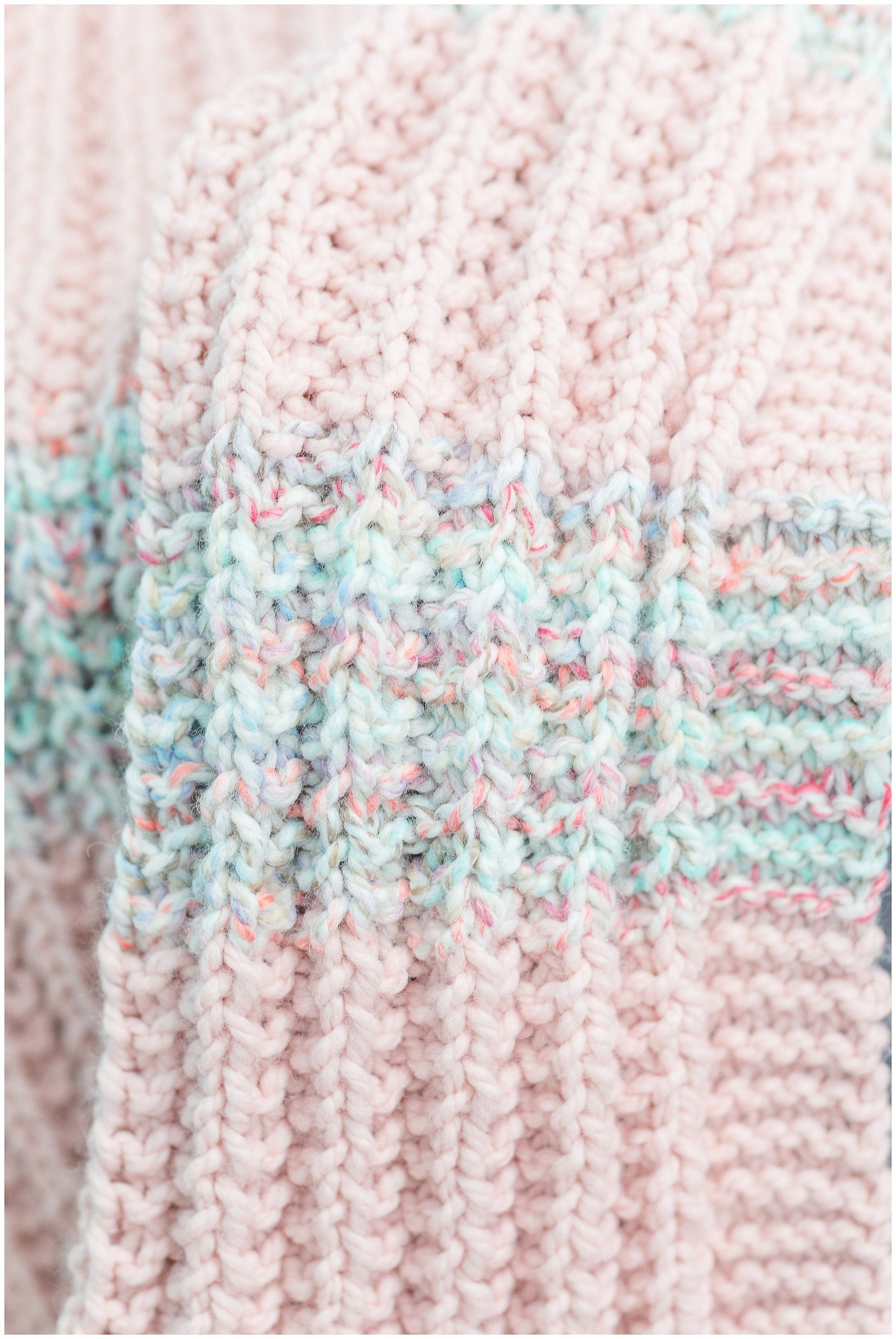 Pink blanket-cozy hand knit wool blanket