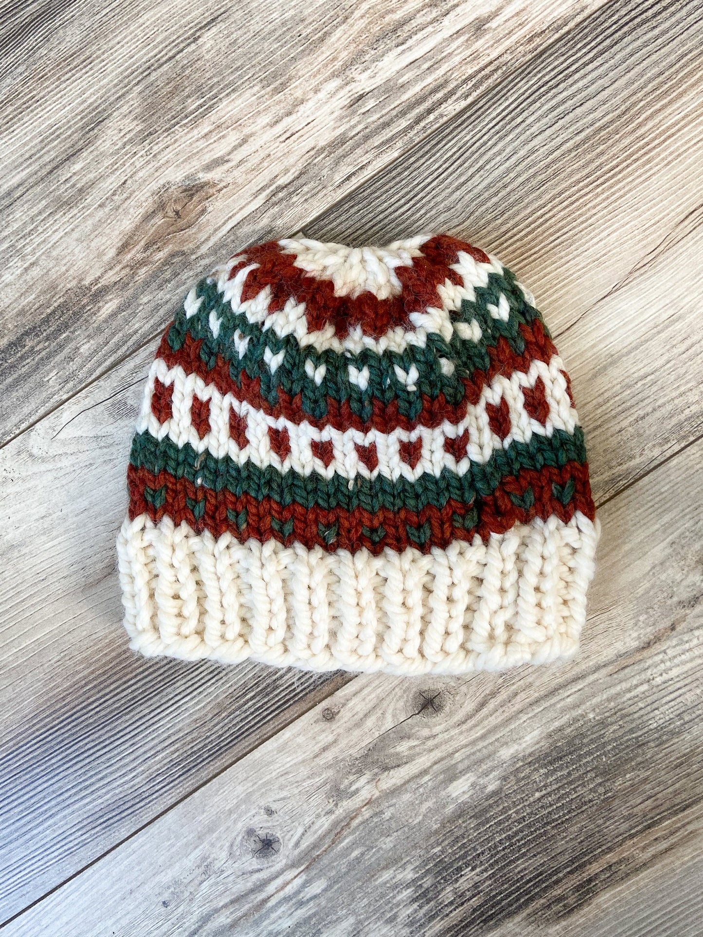 Fair Isle Beanie hand-knit wool blend hat | men's wool hat | women's wool hat
