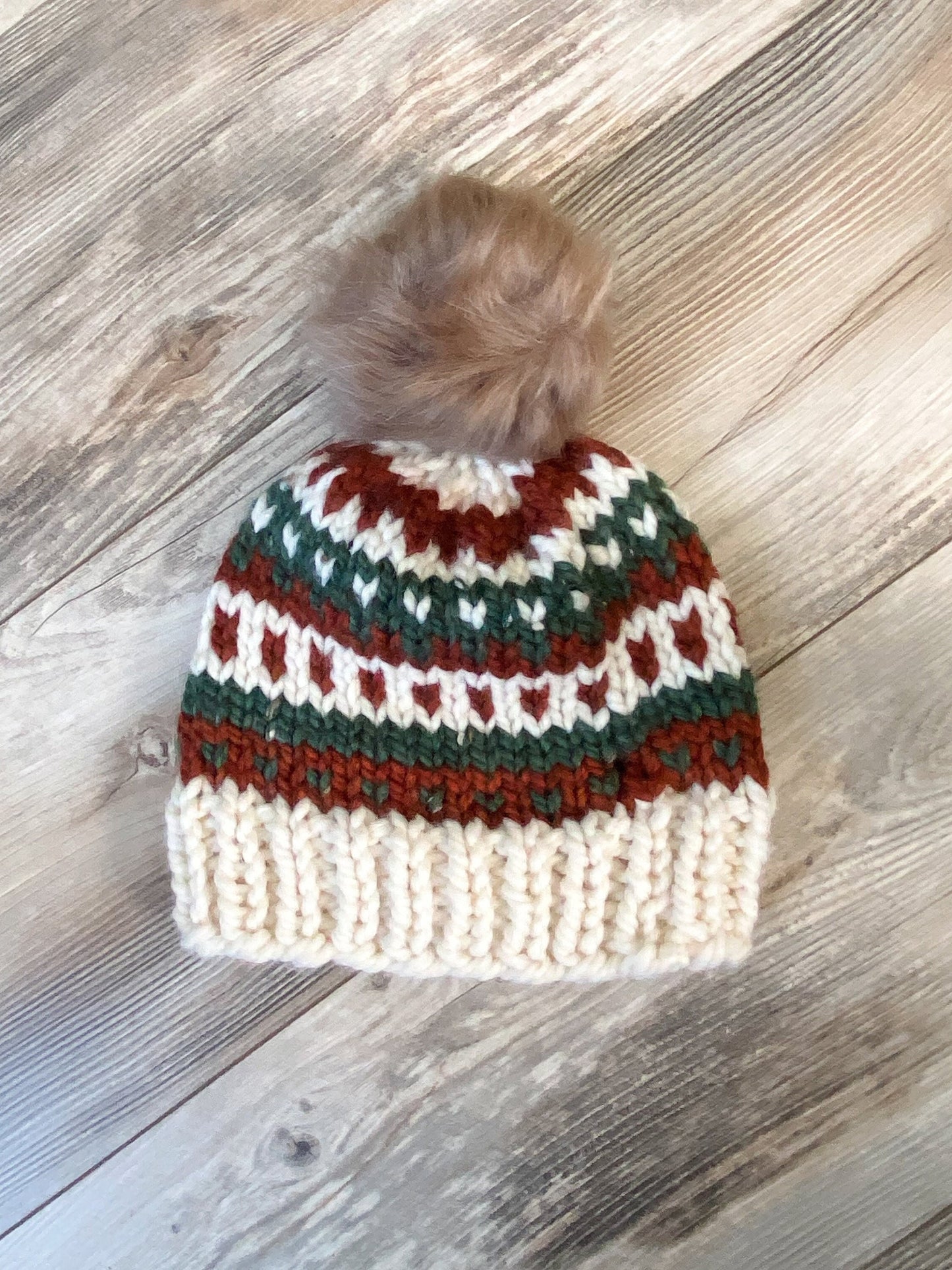 Fair Isle Beanie hand-knit wool blend hat | men's wool hat | women's wool hat
