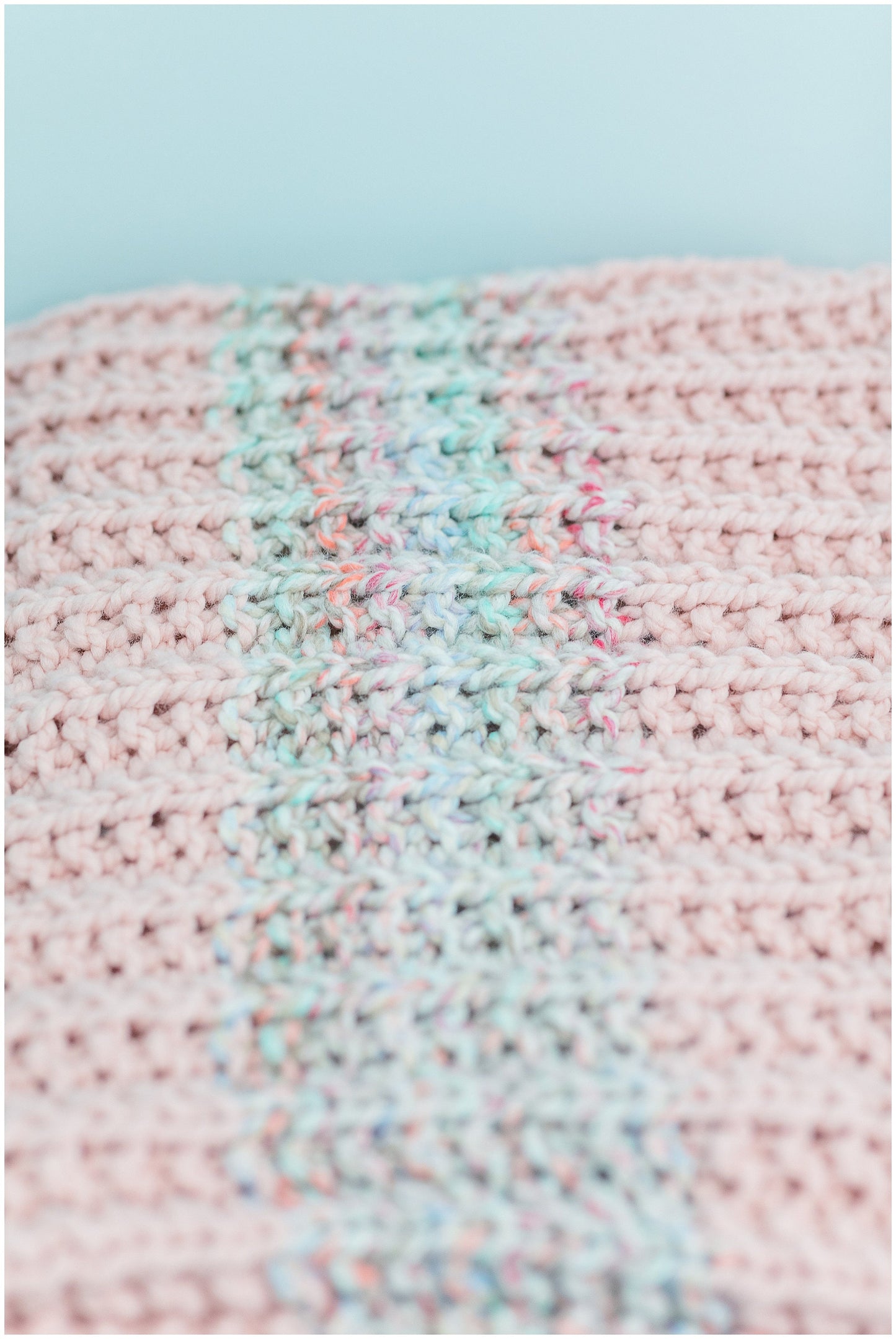 Pink blanket-cozy hand knit wool blanket