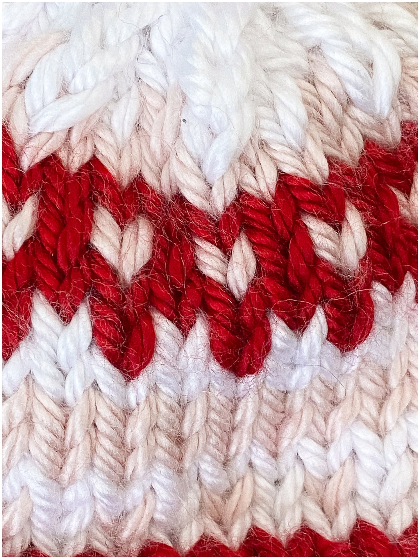 Toddler Fair Isle Christmas hat in Candy Cane colors of red, white and light pink