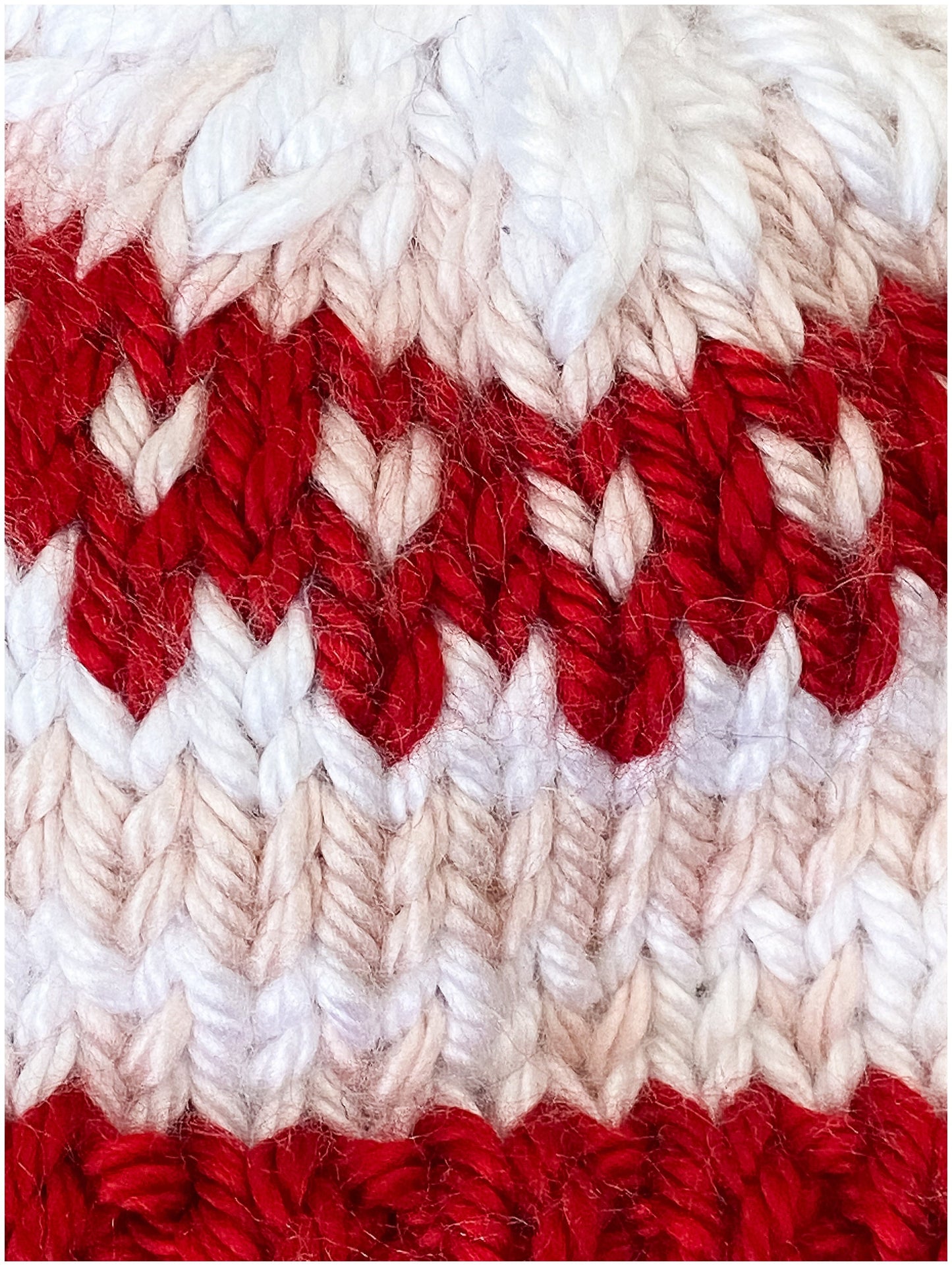 Toddler Fair Isle Christmas hat in Candy Cane colors of red, white and light pink