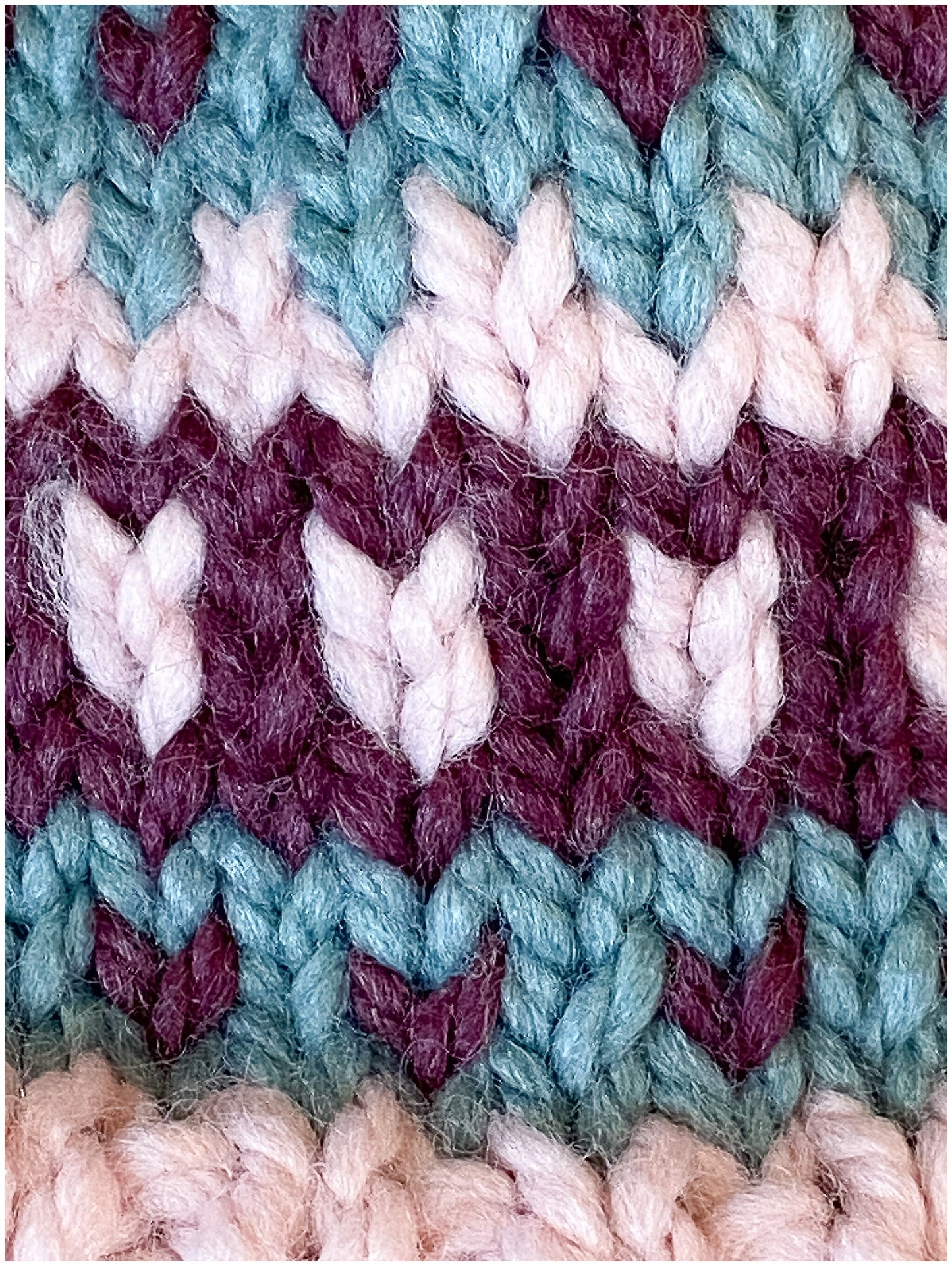 Little girl fair isle hat, youth size fair isle hat in colors of pink, plum and succulent