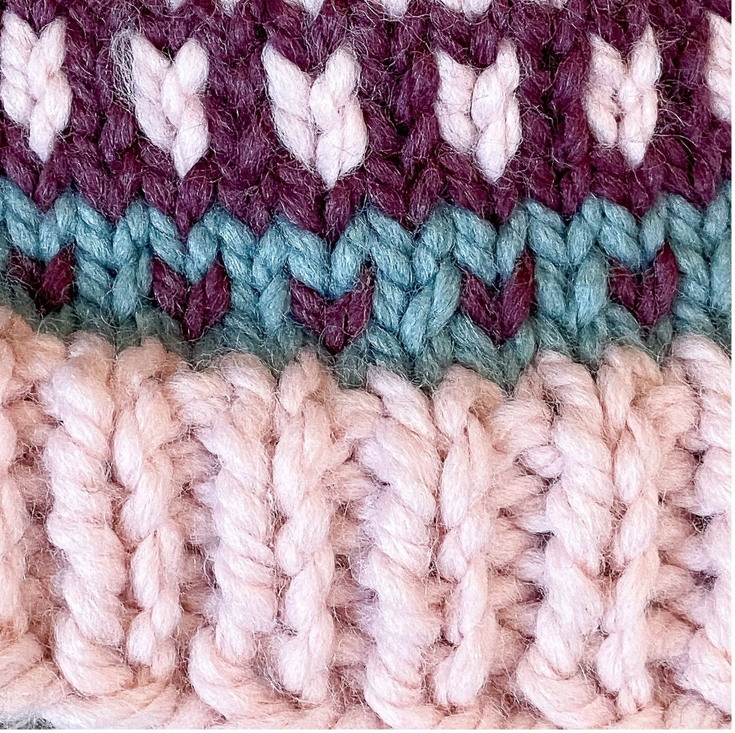 Little girl fair isle hat, youth size fair isle hat in colors of pink, plum and succulent