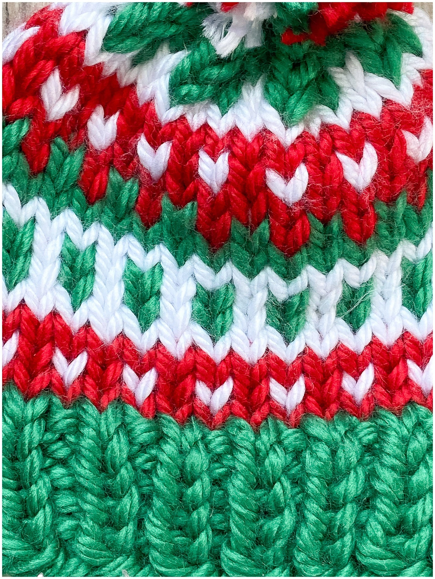 Fair Isle Christmas hat - children's size red white and green Christmas beanie