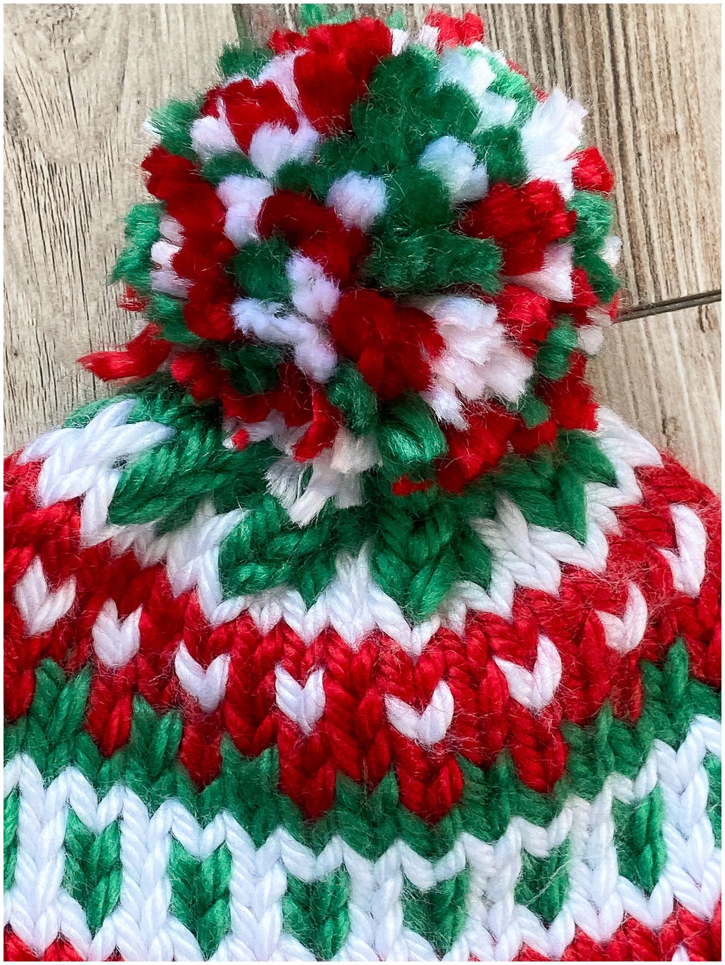 Fair Isle Christmas hat - children's size red white and green Christmas beanie