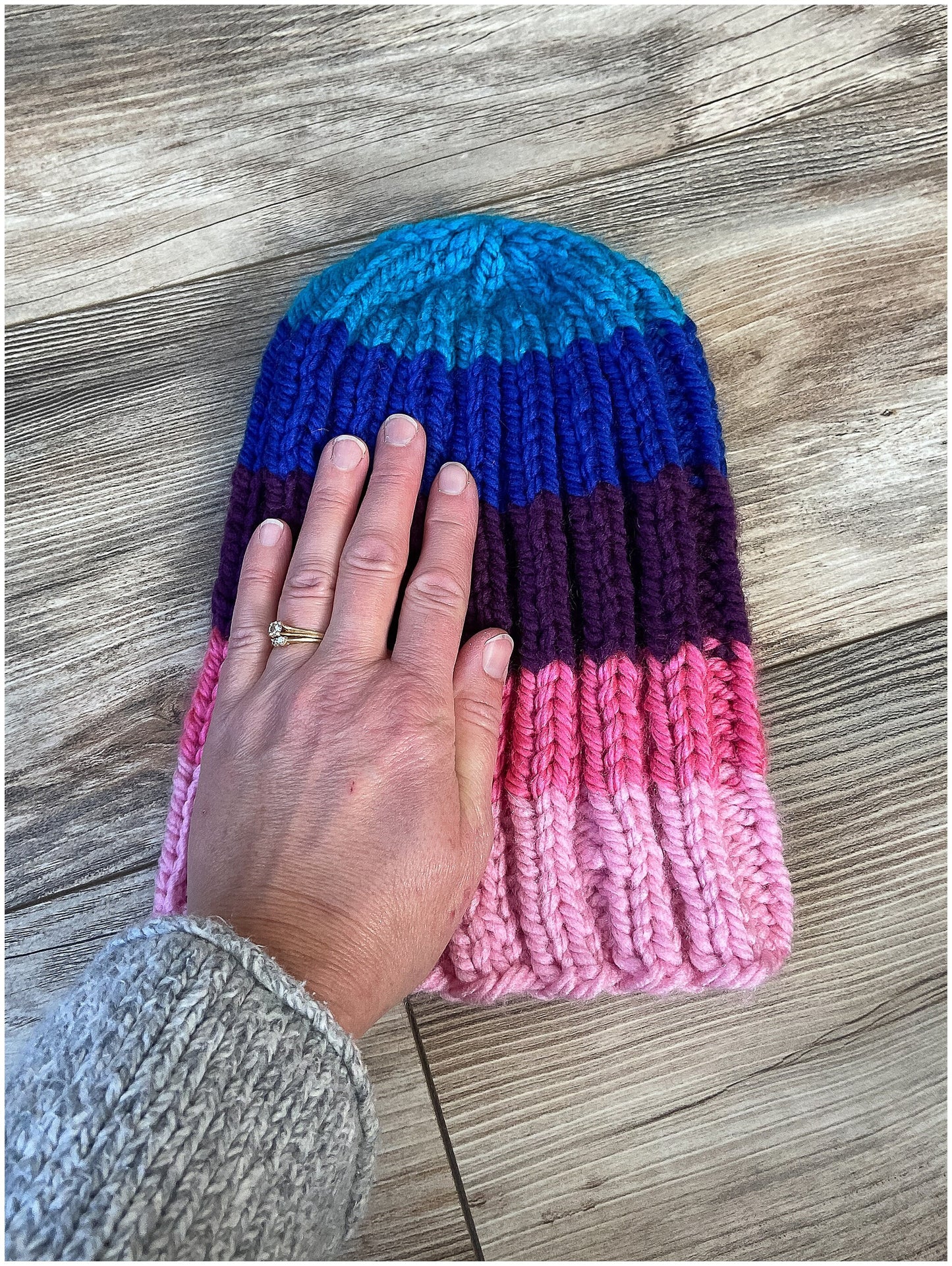 Pink multi-colored striped hat| READY TO SHIP