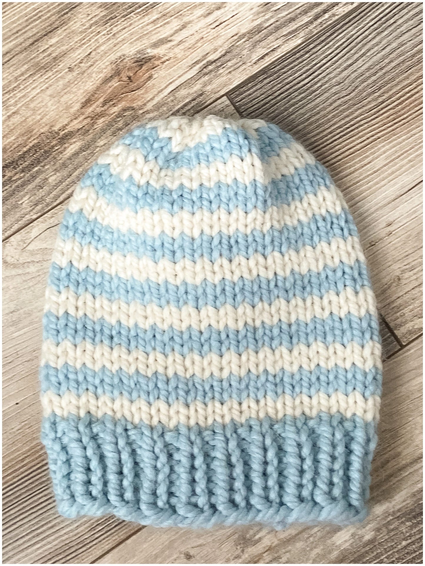 Customizable Striped winter hat | Blue and Cream women's hat | Men's wool hat | Baby/youth hat