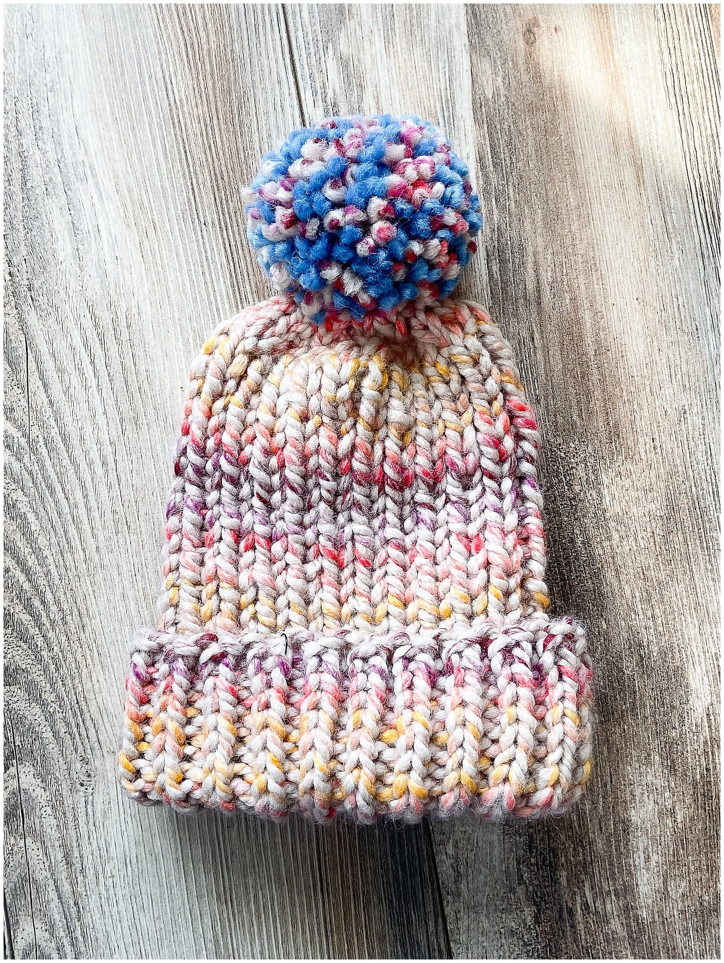 Handknit fold-over brim hat | woman's wool hat | Chunky knit beanie