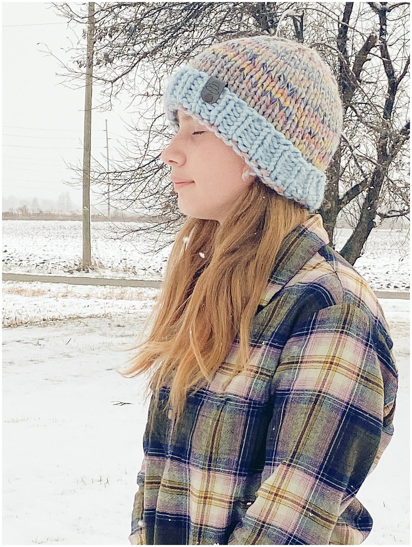 Whimsical fun two-tone beanie in pastel colors a great teen girl gift