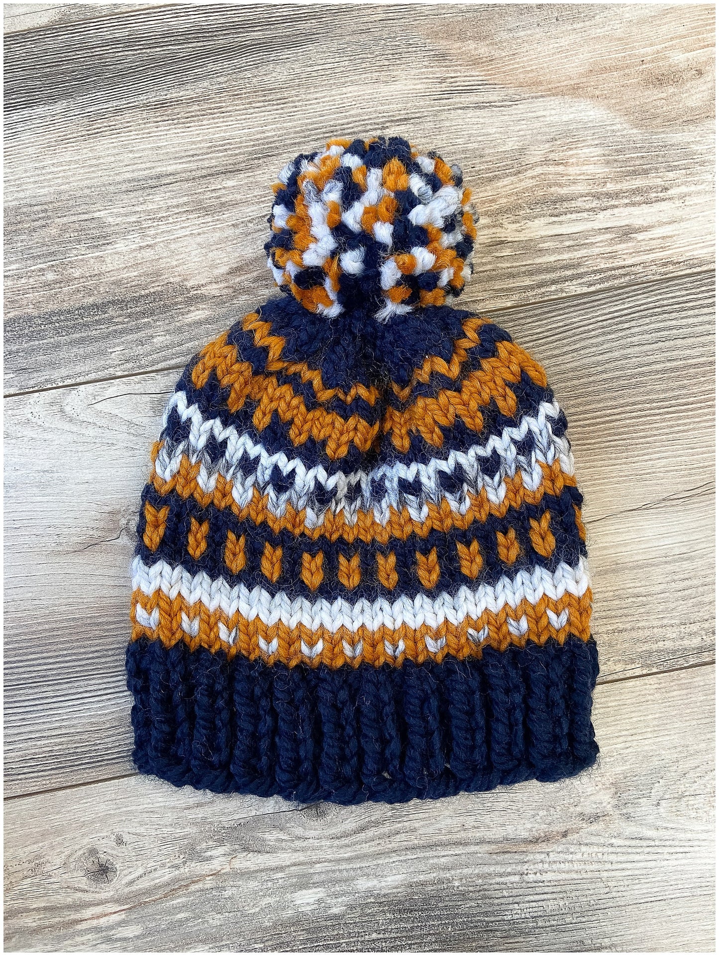 Fair Isle-University of Michigan colors college beanie-READY TO SHIP