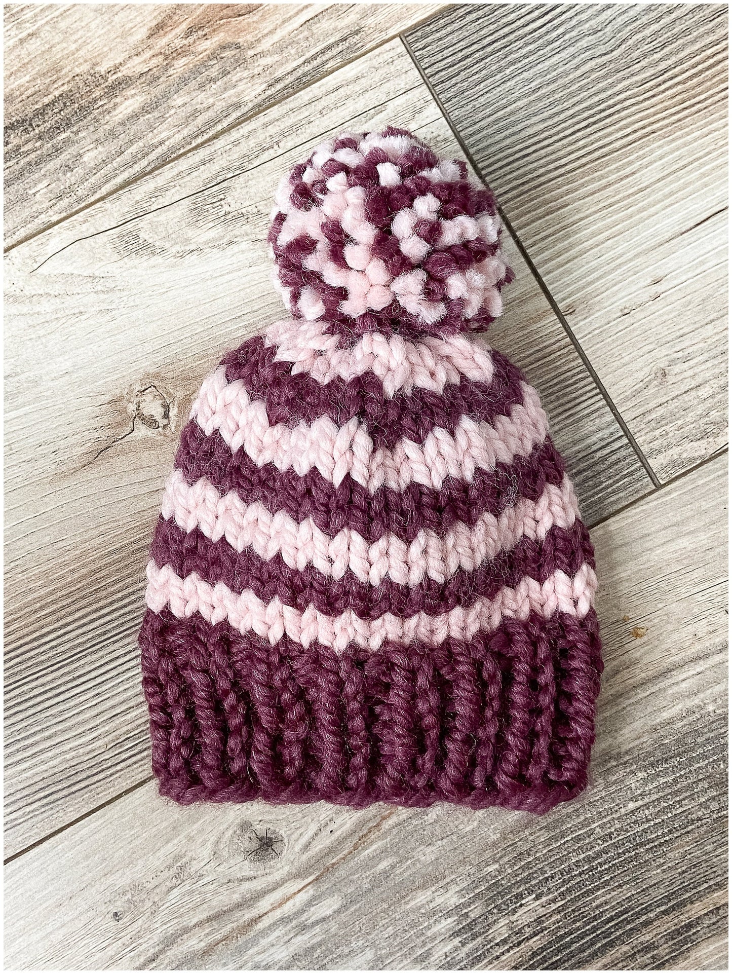 Pink little girl hats| Pink and plum striped matching hats- READY TO SHIP