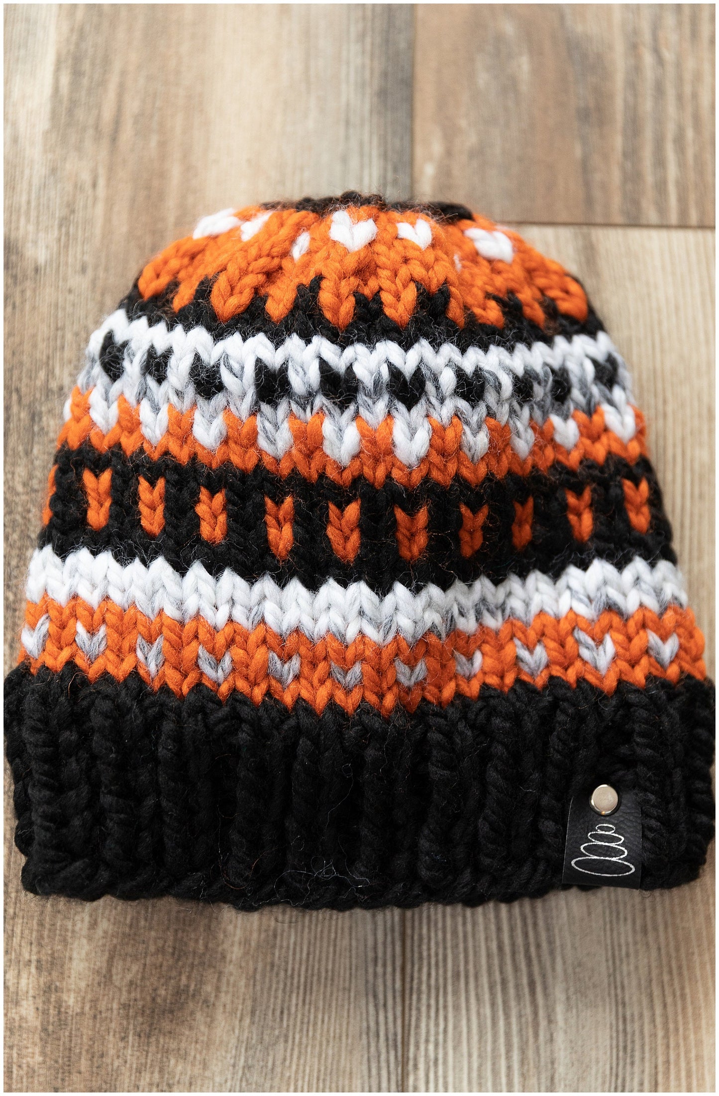 Cincinnati Bengals Hat; Bengal’s team colors beanie- Adult large- READY TO SHIP