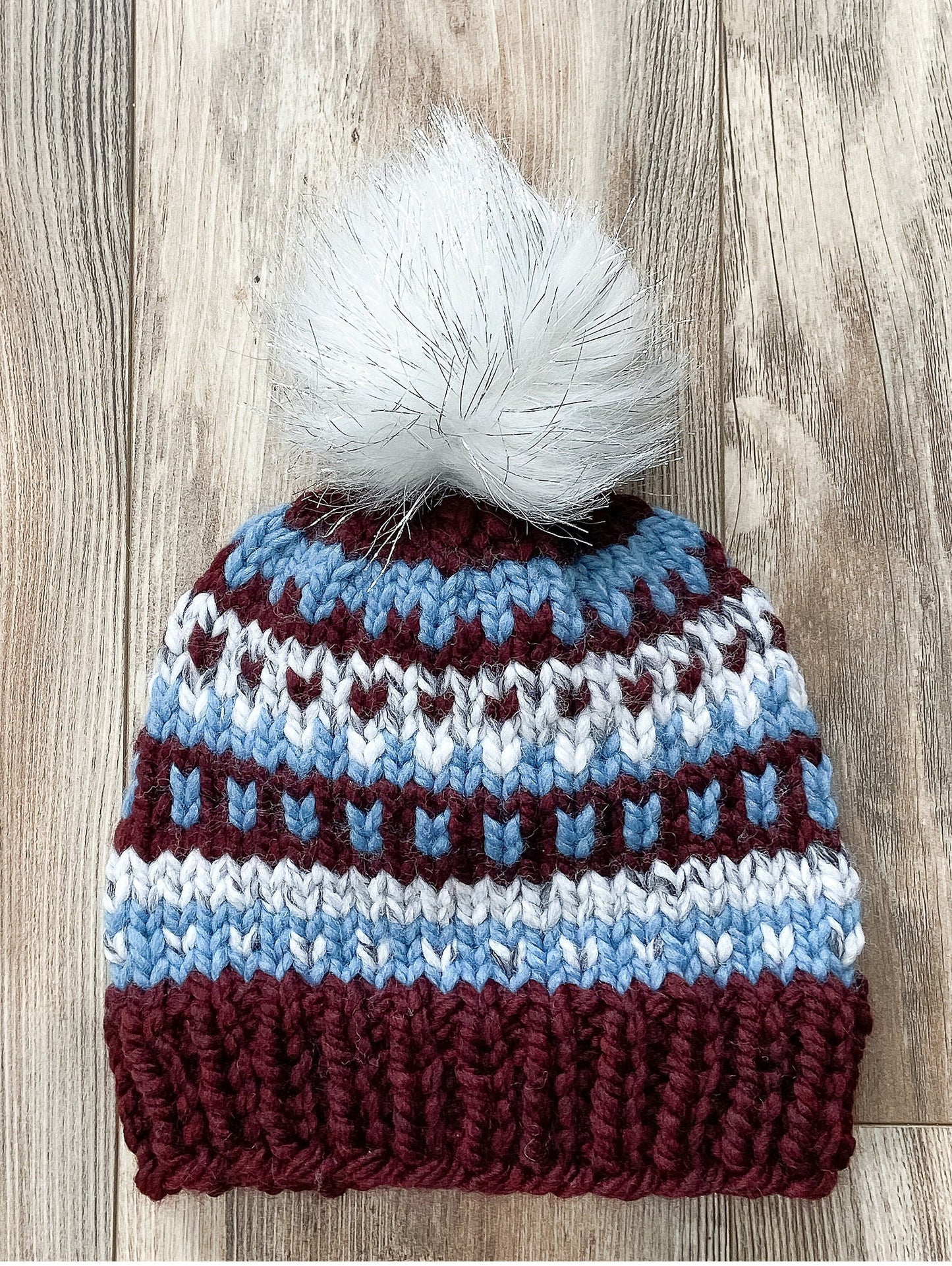 Colorado Avalanche colors Fair Isle Hat