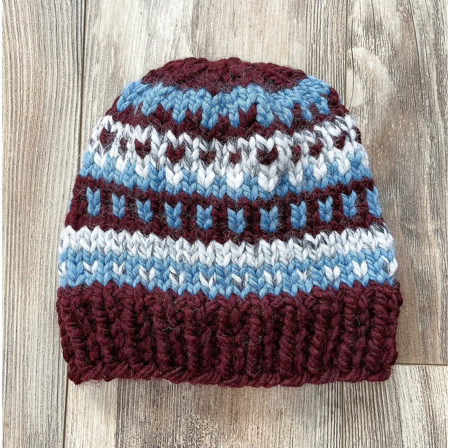 Colorado Avalanche colors Fair Isle Hat