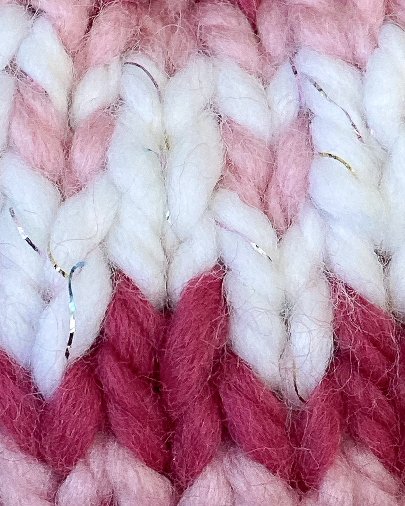 Pink fair isle toddler hat | hand knit in two shades of pink and sparkly white yarn