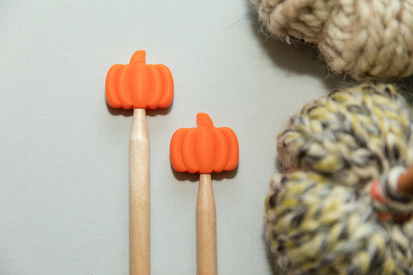 Fall Pumpkin stoppers | Knitting notions large orange pumpkin stitch stoppers