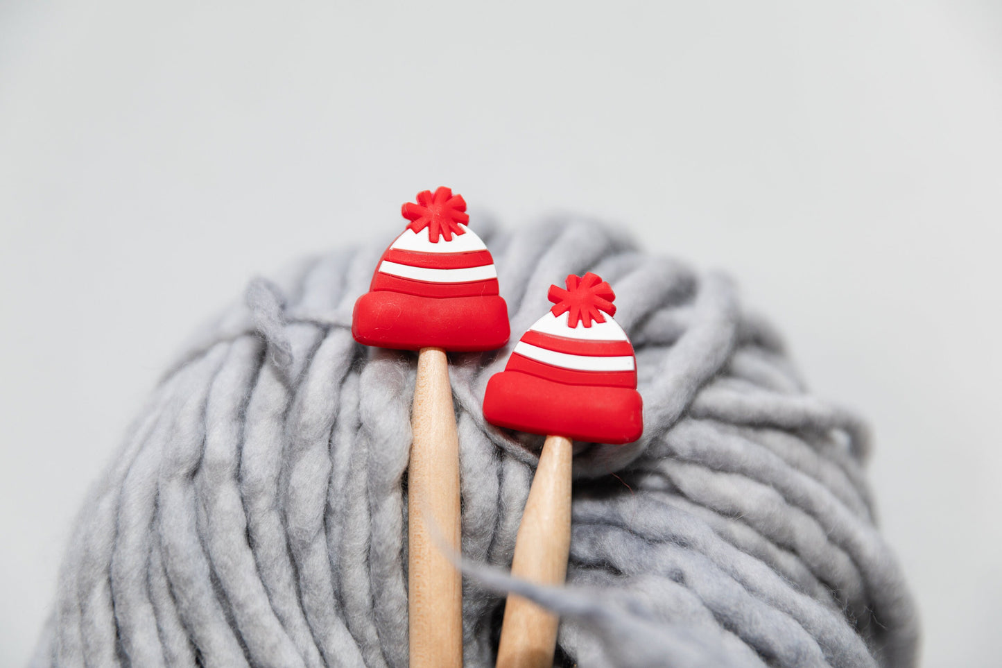 Winter stitch stoppers | Knitting notions Christmas red beanie | Red winter hat stitch stopper