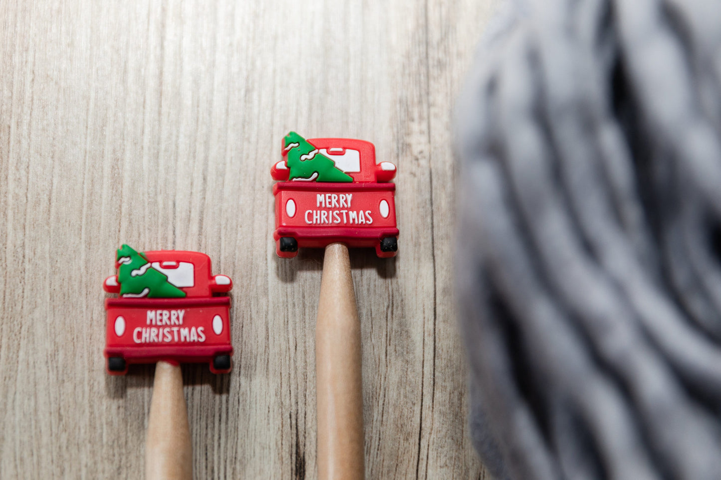 Christmas stitch stoppers | Knitting notions Merry Christmas | Red truck with Christmas tree stitch stopper