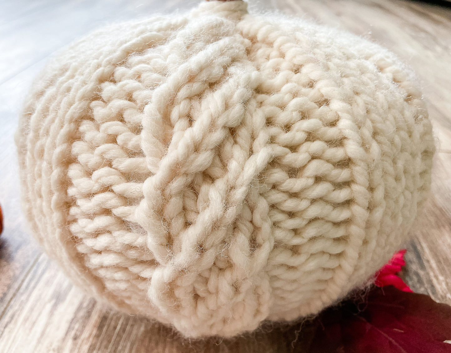Knit pumpkin with mock cable | Extra large cable pumpkin for fall decor