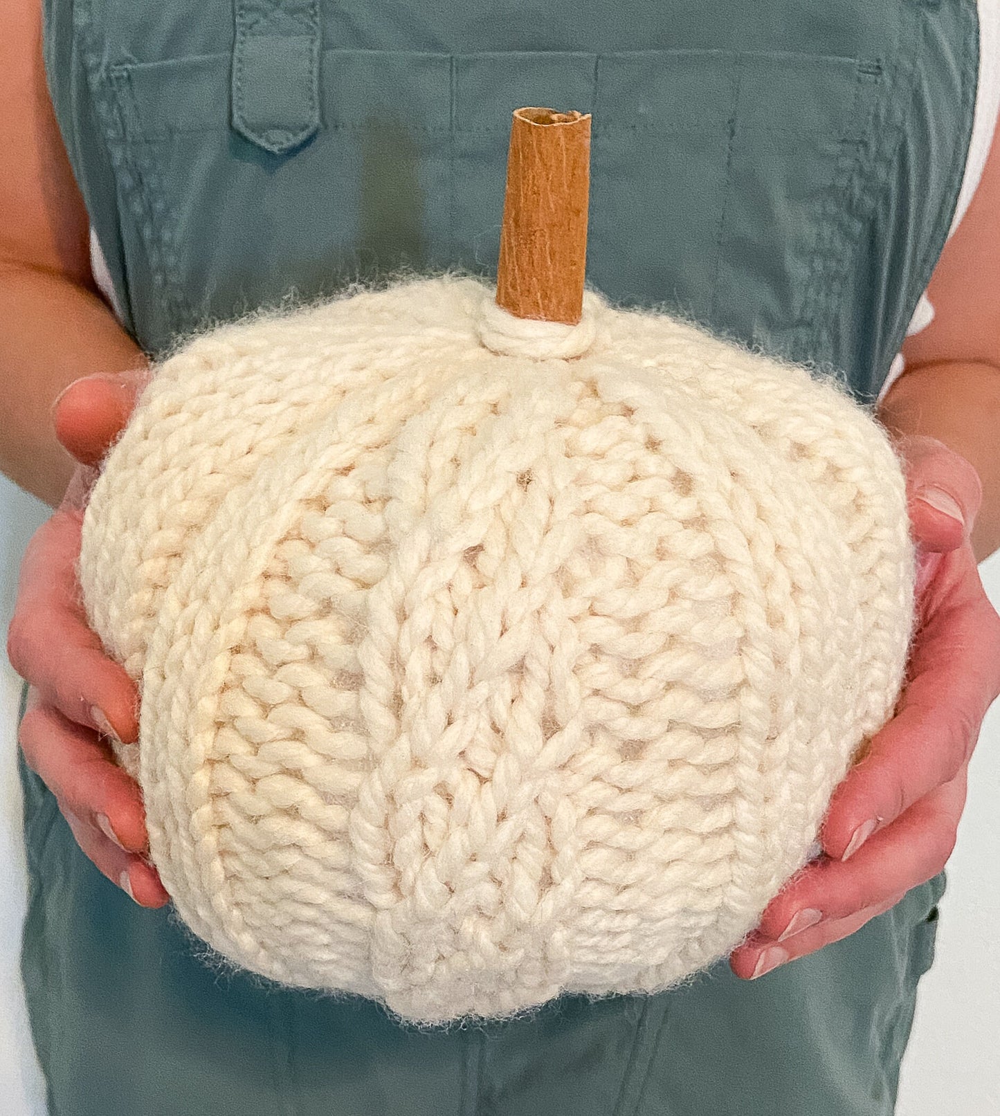 Knit pumpkin with mock cable | Extra large cable pumpkin for fall decor