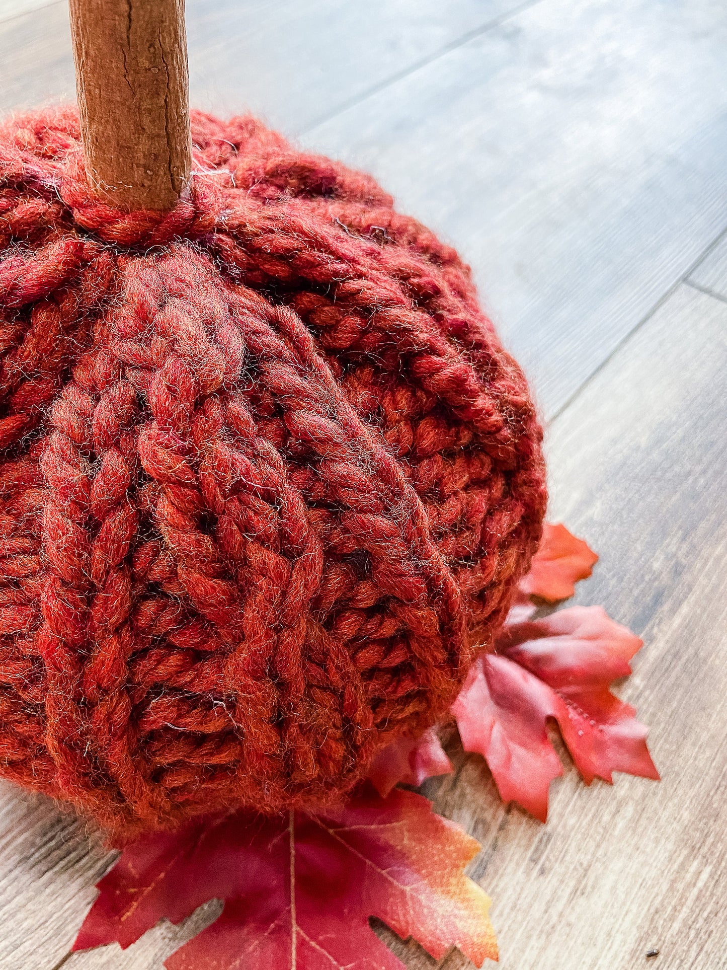Knit pumpkin with cables | Pumpkin with mock cables for fall decor