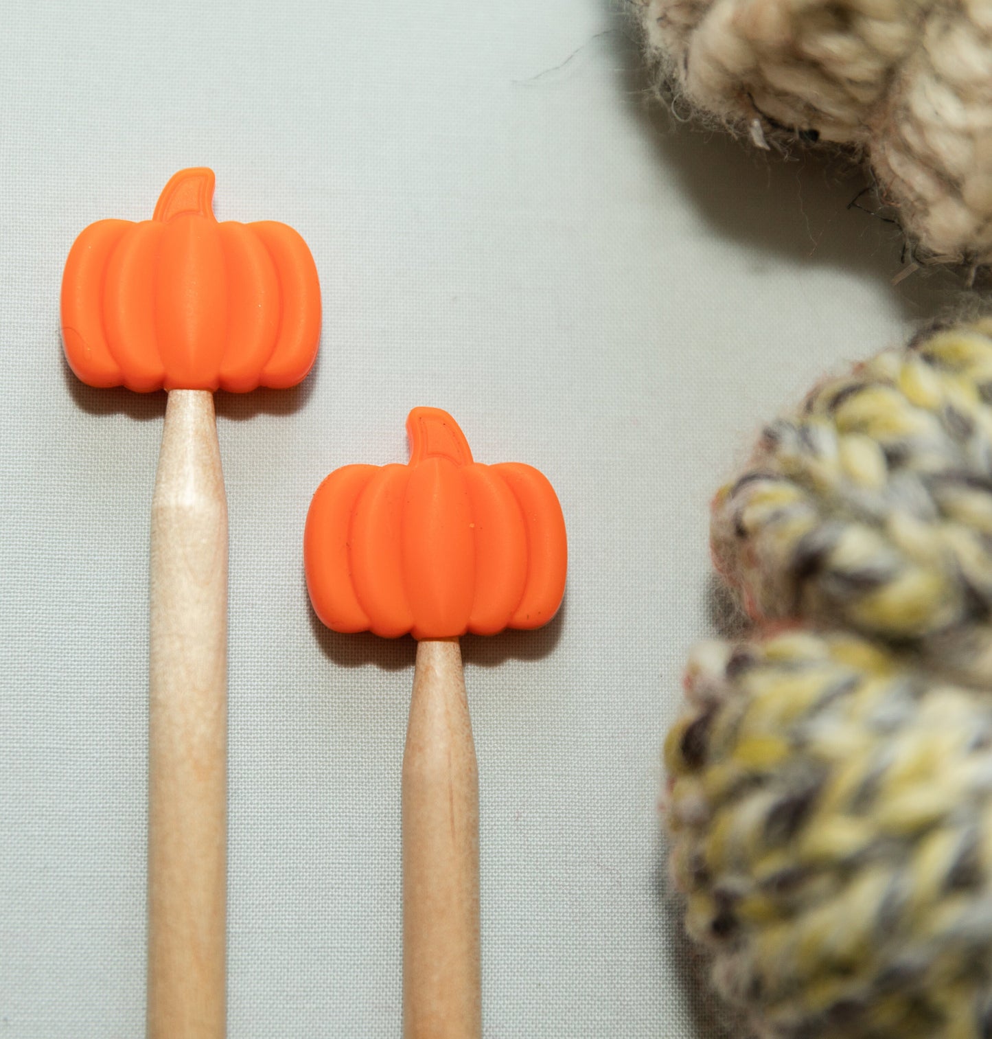 Fall Pumpkin stoppers | Knitting notions large orange pumpkin stitch stoppers