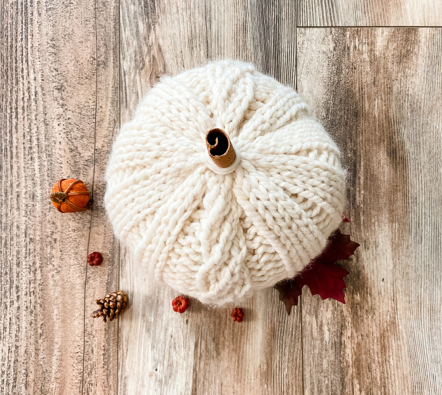 Knit pumpkin with mock cable | Extra large cable pumpkin for fall decor