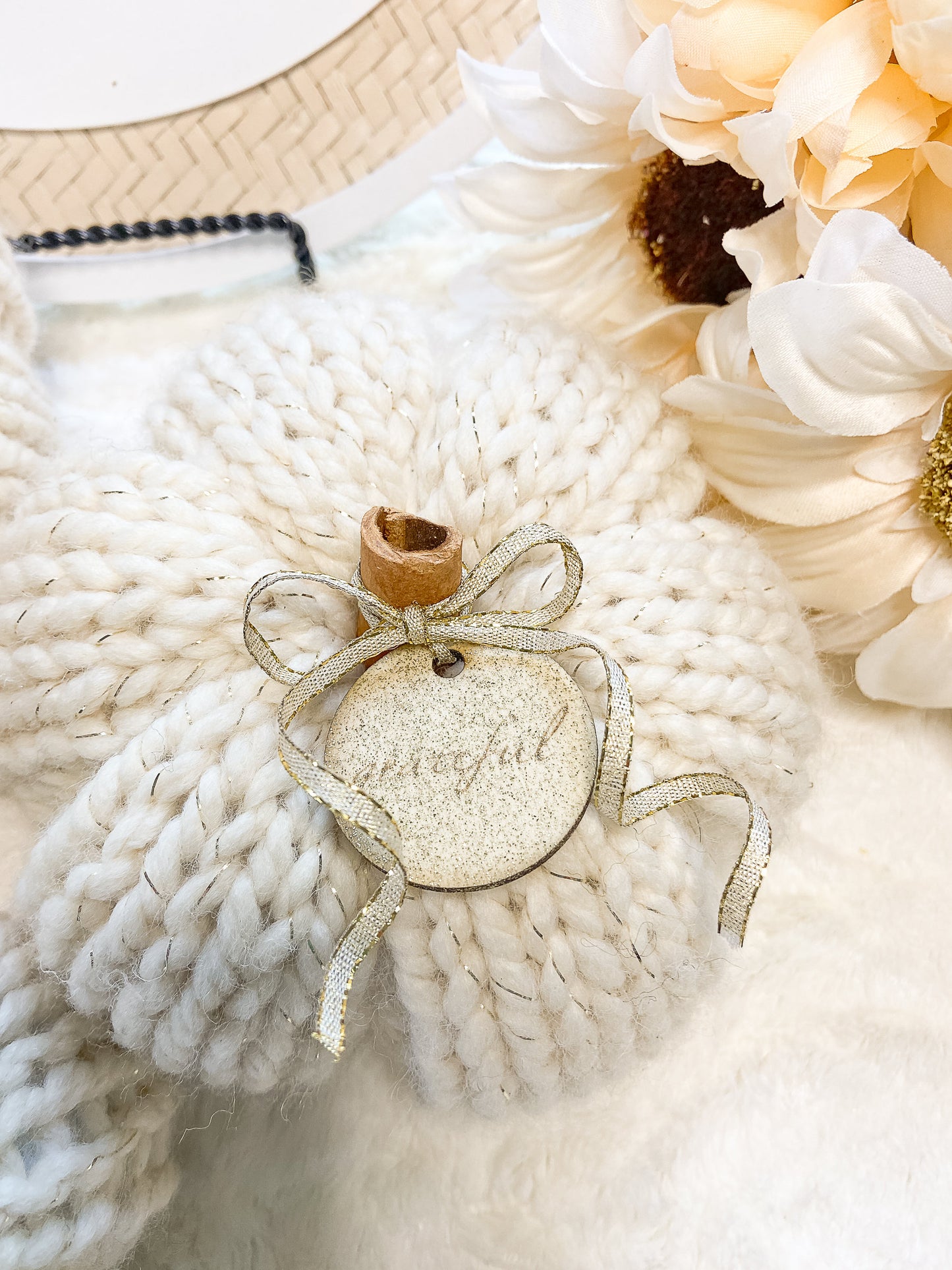 PERSONALIZED ivory & gold pumpkins for fall wedding decor and fall home decor--set of 3