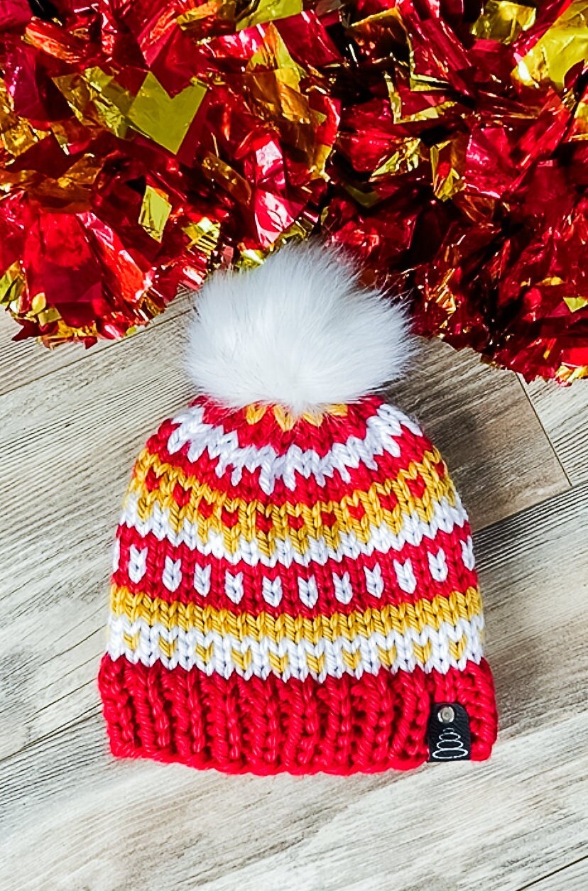 Kansas City Chiefs NFL team colors beanie gift set | Chiefs toddler/baby hat gift set