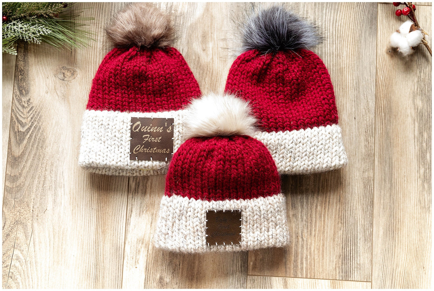 Personalized Baby Santa Hat with Removable Faux Fur Pom-Pom - Perfect for Baby's First Christmas| Baby's first Christmas hat | Baby name hat