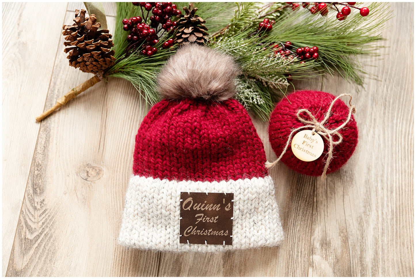 Baby's First Christmas Hat and Ornament Bundle | Personalized Santa Hat and Ornament Bundle - Perfect Keepsake Gift for New Parents!
