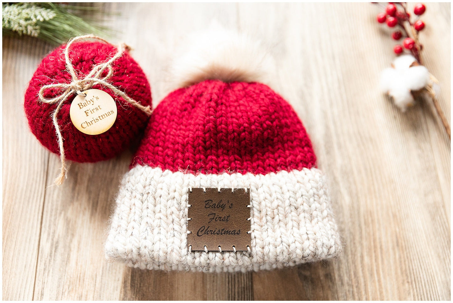 Baby's First Christmas Hat and Ornament Bundle | Personalized Santa Hat and Ornament Bundle - Perfect Keepsake Gift for New Parents!