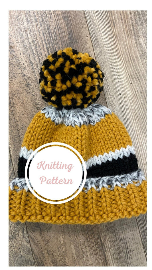 Knitting pattern|  School/ Team Spirit hat knitting Pattern| Hat knitting pattern| Beanie knitting pattern | Easy knitting pattern