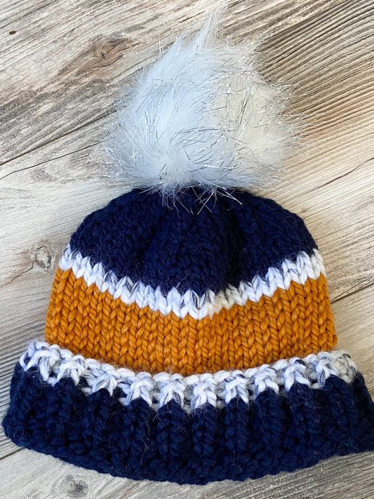 University of Michigan colors college beanie-READY TO SHIP