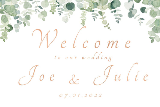 Personalized wedding signage, wedding welcome sign, digital file.
