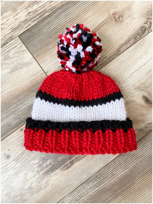 Ball State University hat -red and white school colors beanie