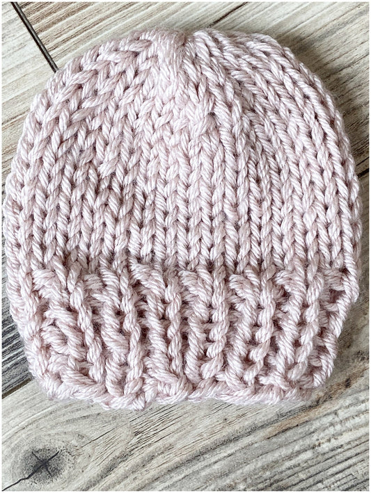 Knit baby hat | Blush pink baby hat | hand knit baby beanie