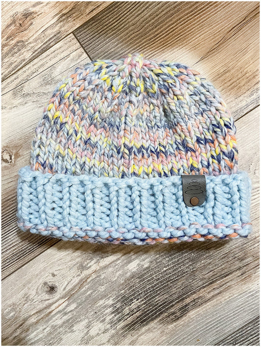 Whimsical fun two-tone beanie in pastel colors a great teen girl gift