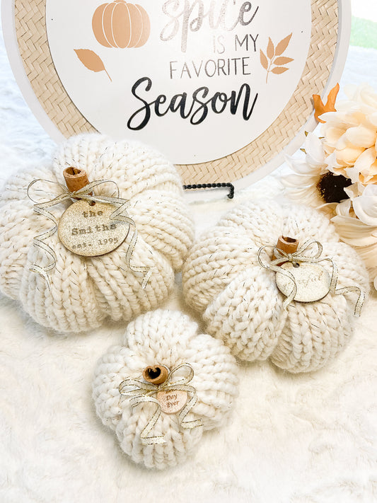 White & gold pumpkins | PERSONALIZED pumpkins for fall wedding decor and home decor