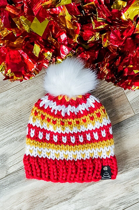 Kansas City Chiefs NFL team colors beanie gift set | Chiefs toddler/baby hat gift set
